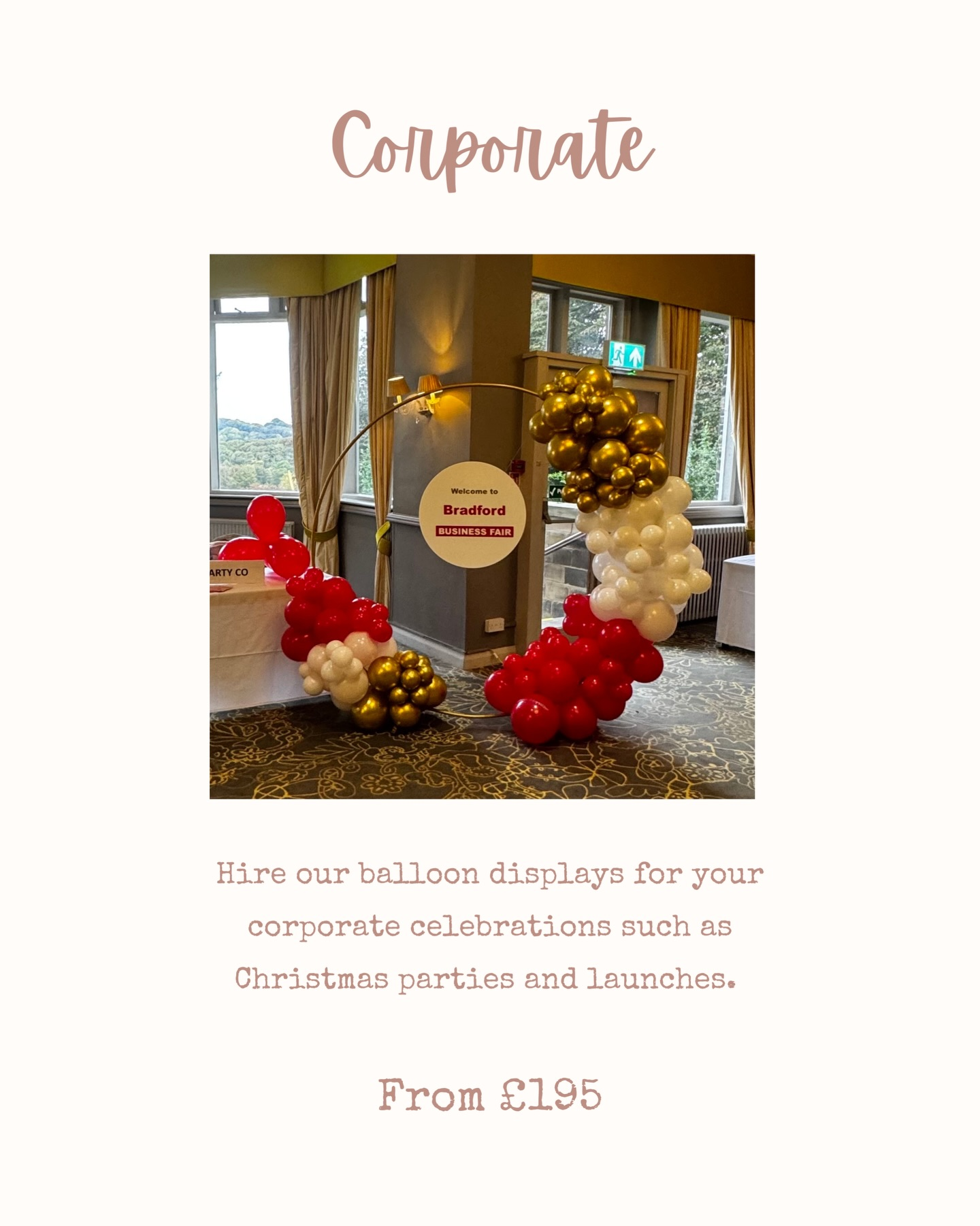 Corporate balloon styling package card