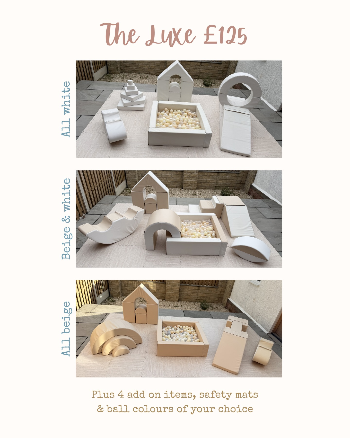 The Luxe soft play package pricing card