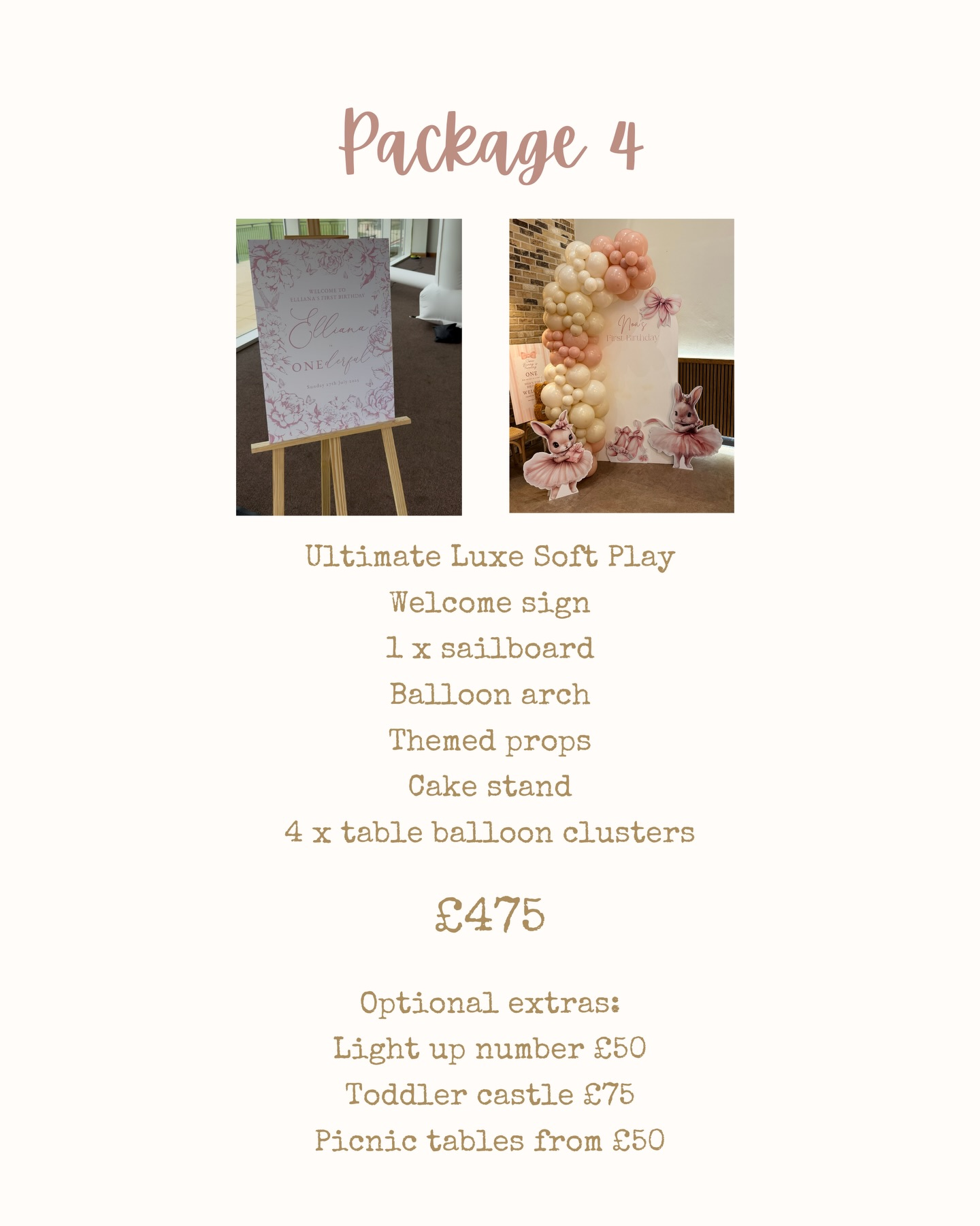 Event styling Package 4 pricing card